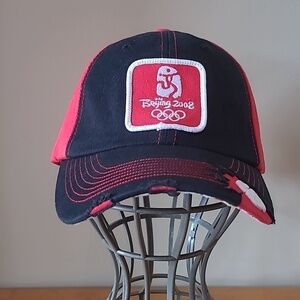VINTAGE 2008 BEIJING OLYMPICS Ballcap, Curved Purposely Distressed Brim, Unisex